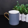 Mugs Home Office Simple Water Cup Gilt Edged Ceramic Advertising Gift Colored Glaze Bone China Mug