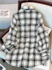 Damesblouses Shirts UCXQ Big Size Weave Blend Shirt Dames Lange mouw Zwart Wit Plaid Losse mode Outwears Blouse 2023 Herfst Winter Nieuw 23A5831 YQ231214