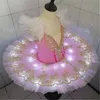 Ropa de baile Girls LED Light Professional Ballet Tutu Glow Ballerina Vestido de ballet Kids Adultos Luminoso Cumpleaños Danza Dance ropa de baile 231213