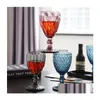 Wine Glasses European Style Embossed Wine Glass Stained Beer Goblet Vintage Glasses Household Juice Drinking Cup Thickened Drop Delive Dhgzq