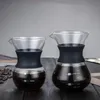 Koffiepotten Handmatige maker Herbruikbare glazen pot Duurzaam Drip Roestvrijstalen filter Coffeeware 200400ml 231214