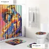 Shower Curtains African American Couple Curtain Set Polyester Waterproof Bathroom 180X180Cm With Mat Drop T200711 Delivery Home Gard Dhebt