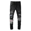 Mens Designer Skinny Rip Jeans para Homem Slim Black Biker Jeans Reto Hip Hop Stretch Angustiado Motocicleta Patch Denim Regular Rock Fit Si