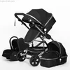 Strollers# Luxe Baby Stroller 3 In 1 Portable Travel Carriage Folding Prams Aluminium frame Hoog landschapsauto voor pasgeboren L230625 Q231214
