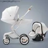 Коляски # Коляски # Новая роскошная детская коляска 3 в 1, детская коляска с автокреслом, яичная скорлупа, коляска для новорожденных, кожаная детская коляска с высоким ландшафтом Q231116 Q231215