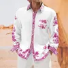 Erkekler Elbise Gömlek 2024 Moda Gündelik Dış Renk Çiçek Çiçek Bir Pocket Gömlek Uzun Kollu Düğme Sokak Plajı Top 6xl