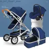 Kinderwagen# Kinderwagen Baby Kinderwagen 3 In 1 Mit Autositz Luxus Multifunktionale Kutsche Blau Klapp Hohe Landschaft Geboren Q231215