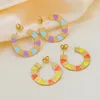 Hoop Earrings 1 Pair Stainless Steel Colorful Enamel C Shape For Classic Women Girls Gifts Fashion Jewelry Findings Bulk Wholesale