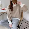 Kadın Örgü Koreli Sıradan Yan Çizgi Stand Yakası Örme Sweater Hırka Kadınlar Sonbahar Kış Sweatshirt Uzun Kollu fermuar Ceket