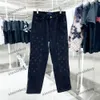 Xinxinbuy 2024 Mannen Designer Jasje Patroon Emboss Brief Lange Mouw Broek Denim Vrouwen Wit Kaki Zwart Blauw S-2XL