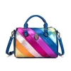 Diseñador de diseñador con sede en Londres en forma de corazón Bag Bag Rainbow Cuero Lady Stap Bag Ckin Flip embrague