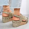 Sandalen Bling Cut Out Gold Frauen Casual Wedges Schuhe für eine Linie Schnalle Peep Toe Sommer Gladiator Sandalen