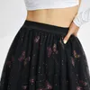 Spódnice cekinowe tiul z nadrukiem motyla dla kobiet elegancka moda Wysoka elastyczna talia plisowana A-line Spring Summer Bottoms