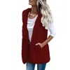 Damesvesten herfst en winter grote mode mode massieve kleur mouwloze pocketvest met capuchon met lange mouwen met lange mouwen dames