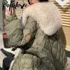 Mulheres para baixo parkas grande luxo falso gola de pele casaco fofo solto puffer jaqueta pena feminino parka neve outwear à prova de vento 2023 inverno feminino 231213