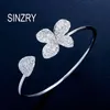 Sinzry Cubic Zircon Cuff Bangles Elegant CZ Bright Flower Bangle for Women Costume Jewelry Accessory256L