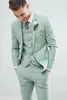 Garnitury męskie jasnozielone wycięcie Lapel Men Costume Homme Wedding Slim Fit Prom Terno Masculino Blazer Groom Wear 3 szt.
