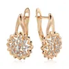 Dangle Earrings Kinel 585 Rose Gold Color Sexy Drop Unusual Flower Natural Zircon Women's Party Girls Exaggerated Jewelry