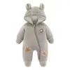 Pagliaccetti Simpatico orsetto di peluche Pagliaccetto per bambini Autunno Inverno Mantieni caldo Tuta per bambina con cappuccio infantile 3 6 9 12 Mesi Vestiti per ragazzo nato 231214