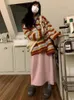 Kvinnors tröjor Deeptown Y2K -estetik vintage randiga tröja kvinnor harajuku söt överdimensionerad stickad jumper koreansk vneck casual pullover tops 231214