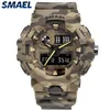 Smael marka moda kamuflaż cyfrowy kwarc cyfrowy Zegarek Waterproof Waterproof Thock Outdoor Sports Watches Mens Masculino Y1172D