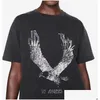 T-shirt Femme 2023 Niche Eagle Print T-shirt Fried Snowflake Couleur Lavage Designer Tee Femmes Noir Tops à manches courtes S Drop Deliver Dhj2W