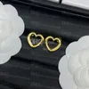 Retro Copper Earrings Heart Style Lovely Ear Studs Fashion Women Designer Letter Plated Earrings