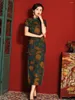 Vêtements ethniques 10 couleurs au choix longue Cheongsam impression florale plus taille robe de soirée bouton à la main femmes vintage doublé qipao m à