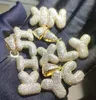 Colliers de pendentif 26 initiales Chaîne de lettres de bulles personnalisées pour hommes Femmes Gold Color Cumbic Zircon Hop Charm BielryPendant 9573258