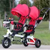 Strollers# Anti UV Sunshade Twins Baby Stroller Double Tricycle Trolley Rotating Swivel Seat Prams Two Baby Carriage Double Stroller Q231215
