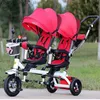 Poussettes # Anti UV parasol jumeaux bébé poussette Double Tricycle chariot rotatif siège pivotant landaus deux landau Double poussette Q231215