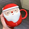 Kupalar Noel Noel Baba Seramik Kupa Kawaii Süt Kupası Öğrenci Hediye Sevimli Kahve Karikatür Ofisi