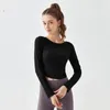 Aktive Hemden al0zen schöner rücken gerippter Langschläre Yoga Wear Women's Model Herbst Hochelastische schlanke Fitness-Sport-Basis-T-Shirt