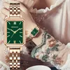 Polshorloges Guanqin Brand Quartz Little Green Watch Luxe voor vrouwen roestvrijstalen waterdichte schaal