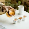 Tea Cups Pure Handpainted Butterfly Orchids Travel Set Portable Teapot and Cup 1 Pot 3cups Creative Camping Teaware Services 231214