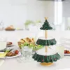 Party Decoration Exquisite 2-Tier Snack Display Stand Creative Christmas Tree Shape Food Cake Pastry Server Xmas Home Supplies