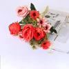 Decorative Flowers Artificial Plant Floral Arrangement Christmas Ornament Office House Room Decoration Flower Rose Bridal Wedding Bouquet