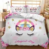 Bedding sets Cartoon Unicorn Cover Set Girls Kids Duvet Lovely Comforter Bed Linen Cute Kawaii 231214