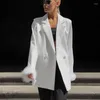 Costumes pour femmes Automne B Blazer blanc en vrac pour femmes 2023 Mode à manches longues Veste solide Printemps Casual Dames Manteaux Sortie d'usine