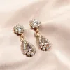 Dangle Earrings 2023 Luxury Gold Color Water Drop For Women Pear Shape Cubic Zirconia Bride Wedding & Engagement Jewelry