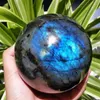 NATÜRLICHER Labradorit-Kristall, Kugel, blauer Orb-Edelstein, 290 n
