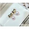 Stud 2209106 Diamondbox -Jewelry Earrings Ear Studs Pearl Sterling 925 Sier Bow Knot Ribbon Akoya 7-8 Mm Round Pendant Charm Gift Id Dhkko