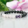 MG0951 Rosenquarz Amethyst Armband Mädchen Herz Chakra Liebe Glücksarmband Natürlicher schwarzer Turmalin Yoga Mala Armband296z