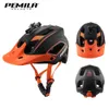 Cascos de ciclismo PEMILA Hombres MTB Casco de bicicleta Bicicleta con seguridad Cap Ultra ligero Mountain Road Sports Riding con luz trasera LED 231214