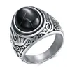 Eheringe Großhandel Retro Jewelry Turquoise Stone für Männer Stahl Eingelegt drei Farben Onyx Ring Domineering Opal 231213