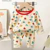 Pękama jesienna zima dla dzieci piżamie Zestawy bólu dziewczyny chłopcy dziewczęta Pijamas Pijamas Baby Sleep Faar Children T-shirt+Spodnie R231214