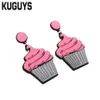 KUGUYS – boucles d'oreilles en acrylique rose pour femmes, bijoux à la mode, goutte d'eau, gâteau, tendance, Dangle, 256b