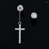 Kolczyki Dangle Women's Religion Oryginalny 925 srebrny okrągły krój 4 mm moissanite Tassel Cross Cross Drop Women Men