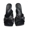 Pantofole Master Quality Temperamento Sandali con tacco in pelle a spillo Pantofole estive da donna Zapatos De Mujer