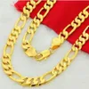 Italienische Herren-Halskette mit 24 Figaro-Gliedern, 10 mm, 14 Karat Gelbgoldfüllung, 249 Karat